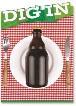 Beer bottle on picnic plate