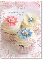 Cupcakes with flowers foil circle design pattern