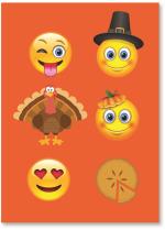 Emoji's on an orange background.