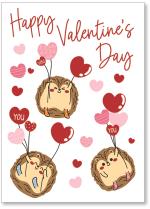 Hedgehogs with heart balloons