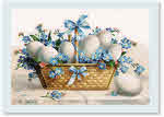 Basket Of Eggs & Blue Flowers
