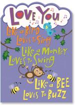 Love bird, monkey and bee