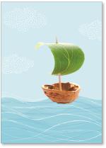 leaf and walnut shell boat