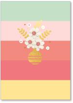 Vase of flowers with striped background