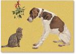 Dog and cat with mistletoe.