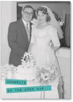 Vintage wedding couple cutting cake