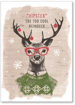 Reindeer in a sweater and ornaments in antlers