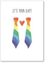 Rainbow watercolor ties with a heart