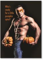 Sexy man with pumpkins