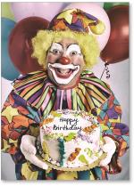 Terrifying clown with cake