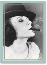 Retro woman in fedora smoking