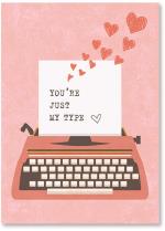 Typewriter with hearts