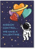 Astronaut with heart balloons