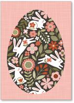 Bunnies and flowers in egg pattern