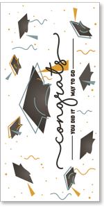 Grad caps illustration with Congrats script
