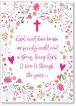 Flowers scattered around cross and long cover text