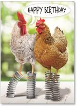 Chickens with springs on feet