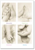 Four photos of baby hands and feet