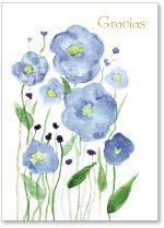 Blue watercolor poppies